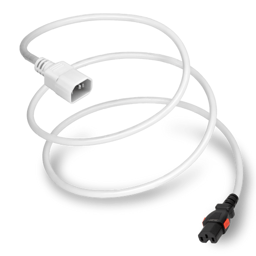 1415K-H-072-WHT - 6FT White A-Lock IEC320 C14  to IEC320 C15 Universal Locking 15A 250V | American Cable Assemblies