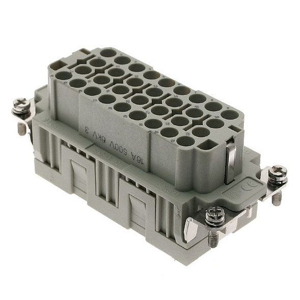Mencom CQEF-32 Standard, CQE series, Female Rectangular Insert, size 77.27, 32 pin, 16 amp, Crimp | American Cable Assemblies
