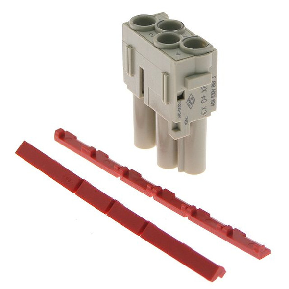 Mencom CX-04XF Mixo series, Female Rectangular finger safe Insert, 4 pin, 40 amp, Crimp | American Cable Assemblies