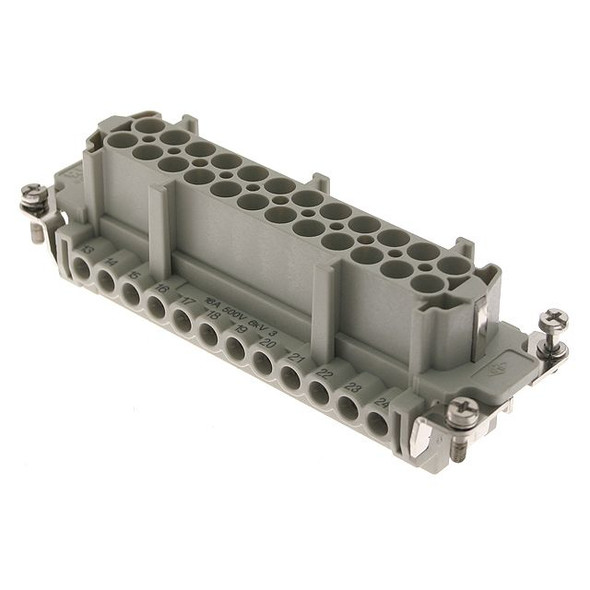 Mencom CNEF-24TX Standard, CNE series, Female Rectangular Insert, size 104.27, 24 pin, 16 amp, Screw, w/o pressure plate | American Cable Assemblies