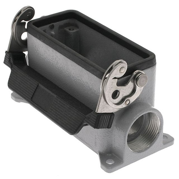 Mencom CHP-16L2 Standard, Rectangular Base, Single Latch, Surface mount, size 77.27, 2 Side PG21 cable entries | American Cable Assemblies