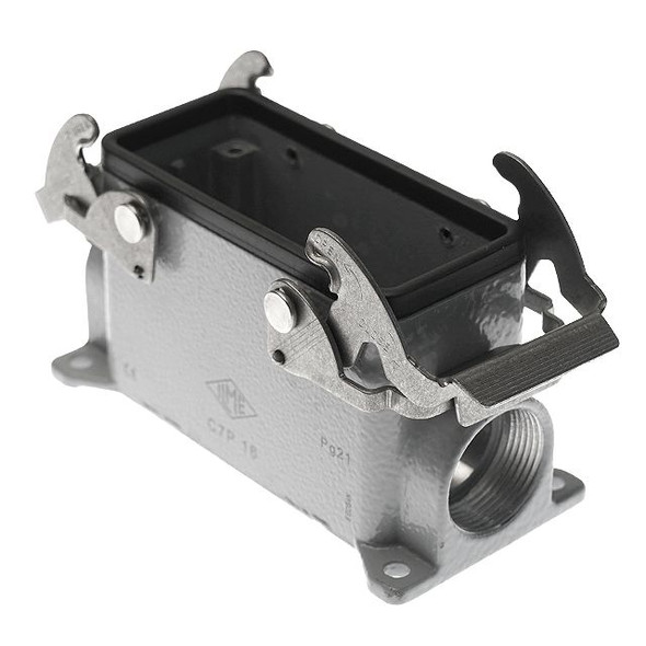 Mencom C7P-16 Standard, Rectangular Base, V-Type, Double Latch, Surface mount, size 77.27, Side PG21 cable entry | American Cable Assemblies