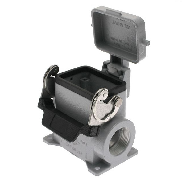 Mencom CAP-06LS2 Standard, Rectangular Base with cover, Single Latch, Surface mount, size 44.27, 2 Side PG21 cable entries, High Construction | American Cable Assemblies