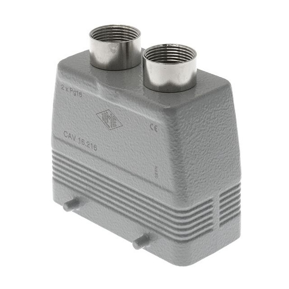 Mencom CAV-16.216 Standard, Rectangular Hood, size 77.27, 4 Pegs, 2 Top PG16 cable entries, High Construction | American Cable Assemblies