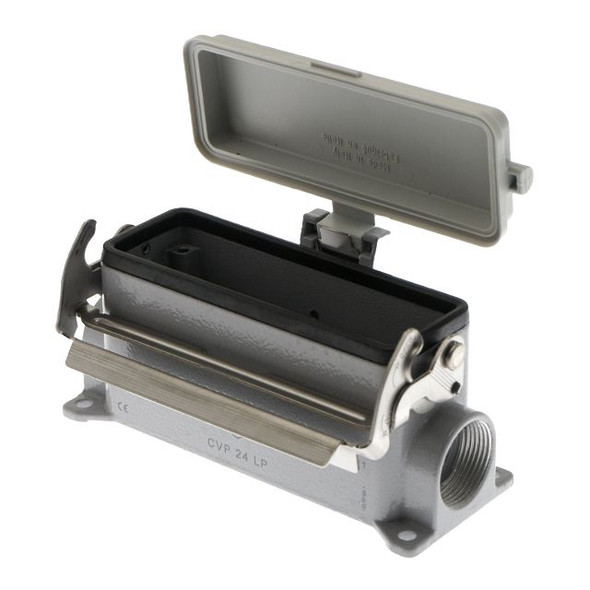 Mencom CVP-24LP Standard, Rectangular Base, V-Type Single Latch, Surface mount, size 104.27, Side PG21 cable entry, with Plastic Cover | American Cable Assemblies