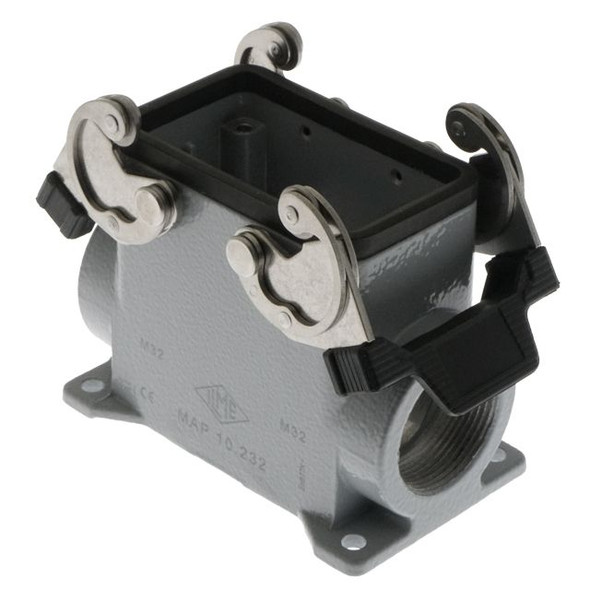 Mencom MAP-10.232 Standard, Rectangular Base, Double Latch, Surface mount, size 57.27, 2 x Side M32 cable entry, High Construction | American Cable Assemblies