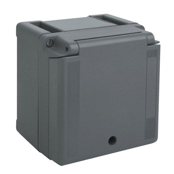 Mencom TM-1414-GB TM Series, Plastic Junction Box with Hinged Cover, RAL 7012 Grey, 145mm x 144mm x 120mm, IK10 Impact Protection Rating | American Cable Assemblies