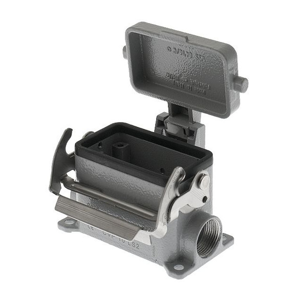 Mencom CVP-10LS2 Standard, Rectangular Base, V-Type Single Latch, Surface mount, size 57.27, 2 x Side PG16 cable entry, with Metal Cover | American Cable Assemblies