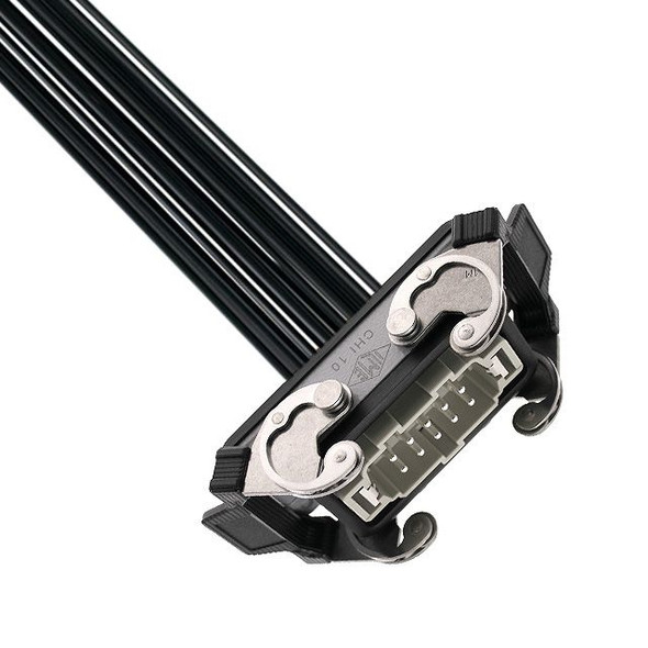 Mencom IRCD-10NM-160-003 Pre-wired Male Rectangular Receptacles, 10 Pole, Double Latch, 16 awg, 0.3M, Squich Spring | American Cable Assemblies