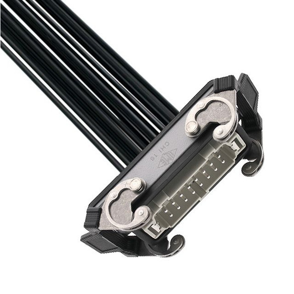 Mencom IRCD-16NM-160-010 Pre-wired Male Rectangular Receptacles, 16 Pole, Double Latch, 16 awg, 1M, Squich Spring | American Cable Assemblies