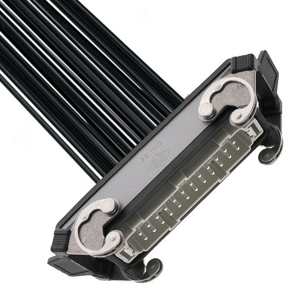 Mencom IRCD-24NM-140-010 Pre-wired Male Rectangular Receptacles, 24 Pole, Double Latch, 14 awg, 1M, Squich Spring | American Cable Assemblies