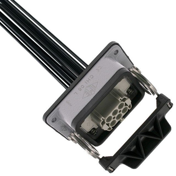 Mencom IRCL-06NF-140-020 Pre-wired Female Rectangular Receptacles, 6 Pole, Single Latch, 14 awg, 2M, Squich Spring | American Cable Assemblies