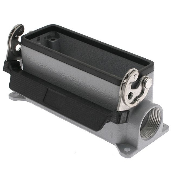 Mencom CMP-16L2 Insulated, Rectangular Base, Single Latch, Surface mount, size 104.27, 2 Side PG21 cable entries | American Cable Assemblies