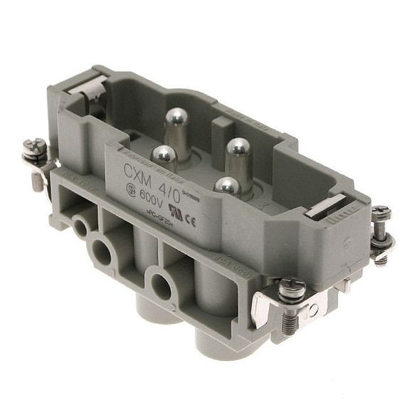 Mencom CXM-4/0 Standard, CX series, Male Rectangular Insert, 4 pin, 80 amp, Screw | American Cable Assemblies
