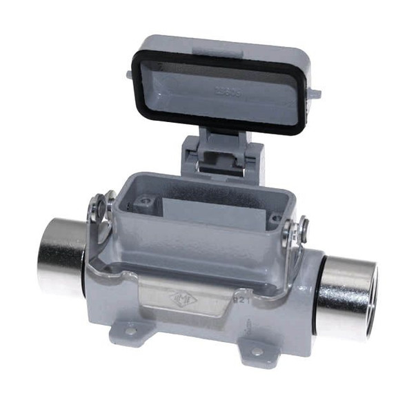 Mencom CZPT-15.5/2LS Standard, Rectangular Base with cover, IL-BRID Single Latch, Surface mount, size 49.16, 2 Side .75-NPT cable entries | American Cable Assemblies