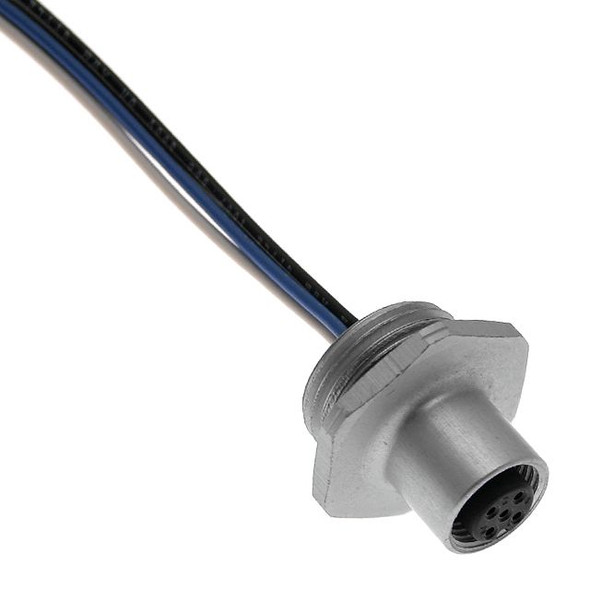 Mencom FFDC-4FR-M20-0.3M Foundation Fieldbus, Receptacle, 4 Pole, M12, Female Straight, 0.3M, 18awg, 4A, M20, Front Mount, Aluminum Clear Anodized | American Cable Assemblies
