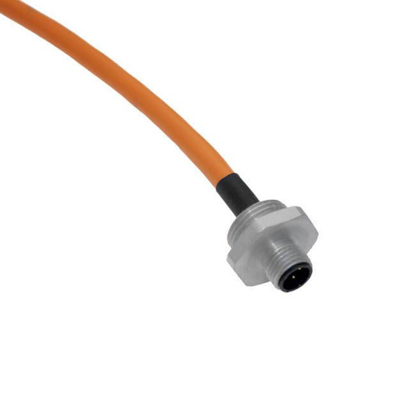 Mencom PBDC-4MR-M20-2M-SS Profibus PA, Receptacle, 4 Pole, M12 Male Straight, 2 Meters, 18awg, 4A, M20, Front Mount, Aluminum Clear Anodized | American Cable Assemblies