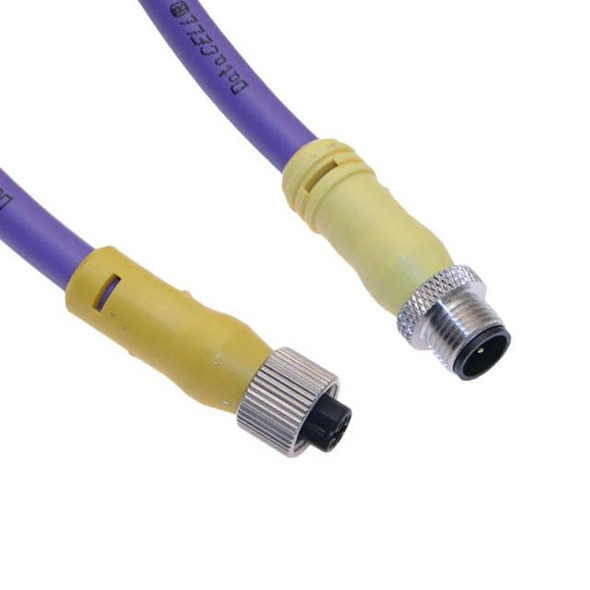 Mencom PBDC-5MFP-10M Profibus PA, Cordset, Shielded Cable, Not shielded to coupling nut,5 Pole, M12 Male Straight / M12 Female Straight, 10 Meters, 22 awg, 4A, Orange, PVC, Nickel Plated Brass | American Cable Assemblies