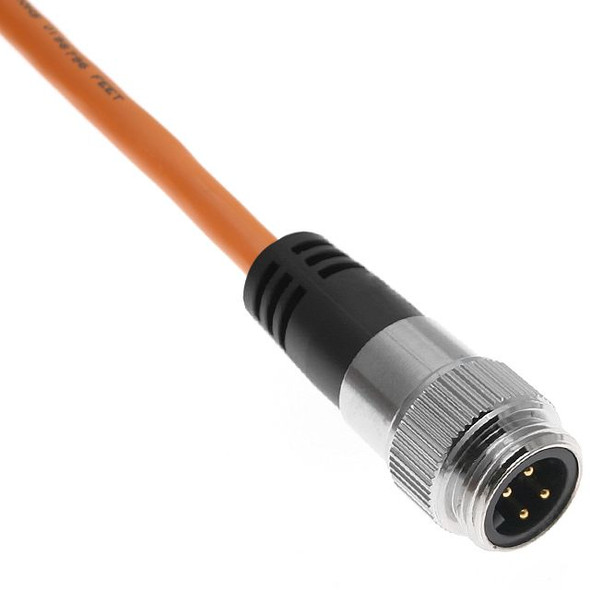 Mencom PBIN-4MPX-20M-SS Profibus PA, Cordset, Shielded Cable, Not shielded to coupling nut,4 Pole, Male Straight, 20 Meters, 18awg, 8A, Orange, PVC, Stainless Steel | American Cable Assemblies