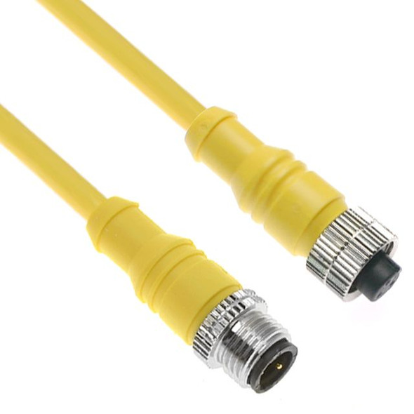 Mencom MACB-4MFP-10M MAC, Shielded, Cordset, Shielded Cable, Not shielded to coupling nut, 4 Pole, Male Straight / Female Straight, 10M, 4A, Yellow, PVC | American Cable Assemblies