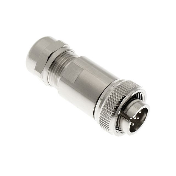 Mencom MS14S-3AMP-FW20-SC MIL-Spec Size 14S-3A, 3 Pole, Male Straight, Field Wireable, Nickel Plated Brass, 5-13mm | American Cable Assemblies