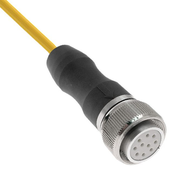 Mencom MS18P-5DFP-10M MIL-SPEC Size 18-5D, Cordset, 5 pole, Female Straight, 10M, 8A, Yellow, PUR | American Cable Assemblies