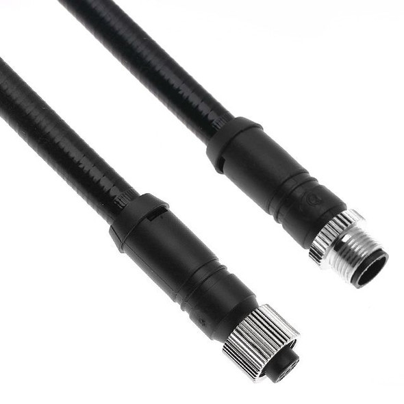 Mencom MDC-4MFP-5M-A03 MDC, Cordset, 4 Pole, Male Straight / Female Straight, 5M, 4A, PVC Covered Stainless Steel with Yellow PVC Cable Inside, Nickel Plated Brass | American Cable Assemblies