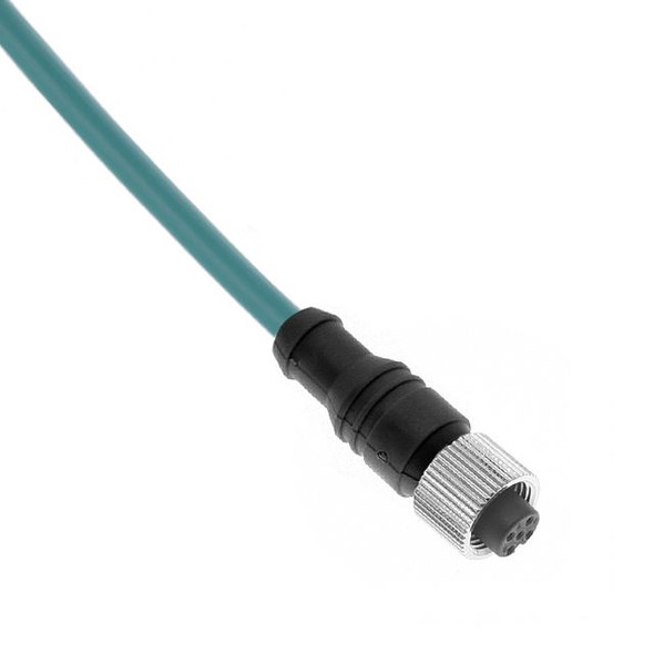 Mencom MDE45PB-4FP-5M Ethernet, Cordset, Shielded Cable, Not shielded to coupling nut, 4 Pole, M12 D-Coded Female Straight, 5M, Teal, PUR | American Cable Assemblies