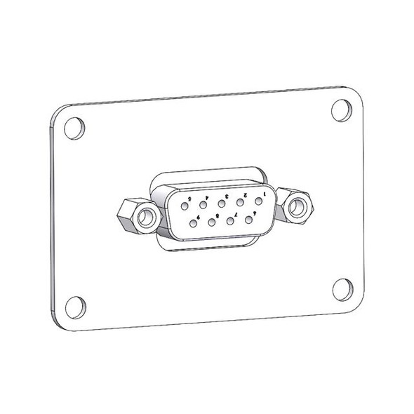 Mencom DB09FSC-PL06 Panel Interface Connector with, 9 pin D-Sub solder Cup Female to Female, in a Size 6 Plate | American Cable Assemblies