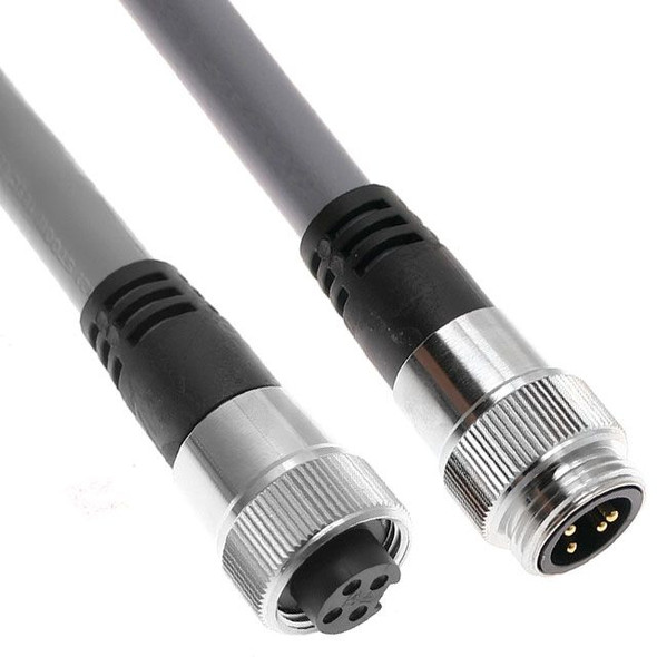 Mencom MINH-3MFP-2M MIN Power Size I, Cordset, 3 Pole, Male Straight / Female Straight, 2m, 18A, Gray, PVC | American Cable Assemblies