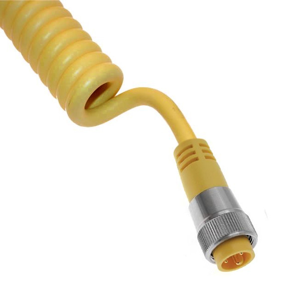 Mencom MINPQ-3MP-1.5 MIN Size I, Coil, Cordset, 3 Pole, Male Straight, 1.5 Ft, 13A, Yellow, PUR | American Cable Assemblies