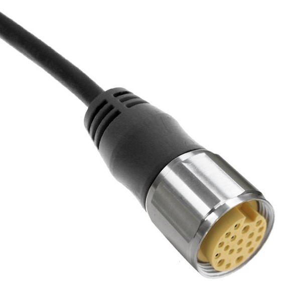 Mencom MINF-19FP-6M-SS MIN Size III, Cordset, 19 Pole, Female Straight, 6M, 18 & 22awg, 6A/1A or 4A/2A, Black, HFTPE, Stainless Steel | American Cable Assemblies