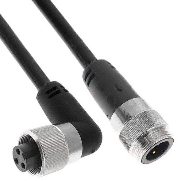 Mencom PMINW-40MFRP-2M-C011 MIN Power Distribution Series, Cordset, 4 Pole, Male Straight-Female Right Angle, 2M, 10awg, 40A, Black, TPE, TC-ER, FT4 | American Cable Assemblies