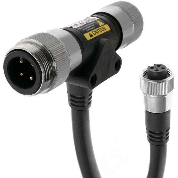 Mencom PMINHW-44MFF-T-2M-C011 MIN Power Distribution Series , 4 Pole, Male to Female "T" with 7/8" Female drop cable, 2m, 14awg, 24A/15A, Black, TPE, TC-ER, FT4 | American Cable Assemblies