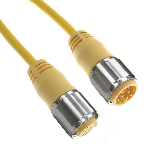 Mencom MIN-12MFPX-3-SS MIN Size III, Cordset, 12 Pole, Male Straight / Female Straight, 3 Ft, 4A, Yellow, PVC, Stainless Steel | American Cable Assemblies