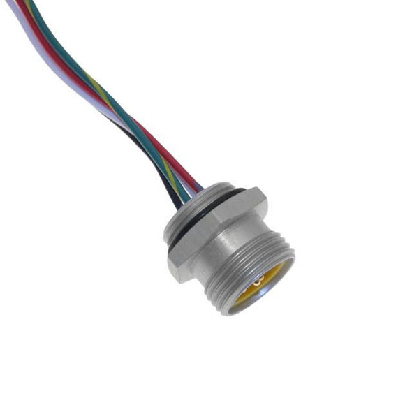 Mencom MIN-5MR-3-18-PG13.5 MIN Size I, Receptacle, 5 Pole, Male Straight, 3 Ft, 18awg, 5.5A, PG13.5, Front Mount, Aluminum Clear Anodized | American Cable Assemblies