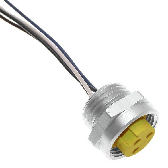 Mencom MIN-2FRF-1 MIN Size I, Receptacle, 2 Pole, Female Straight with Female Threads, 1 Ft, 16awg, 13A, .5-NPT, Front Mount, Aluminum Clear Anodized | American Cable Assemblies