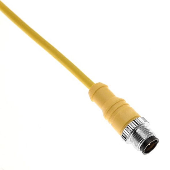 Mencom MDCM-4MP-5M MDC, Cordset, Shielded Cable, Not shielded to coupling nut, 4 Pole, Male Straight, 5M, 4A, Yellow, PVC, Nickel Plated Brass | American Cable Assemblies