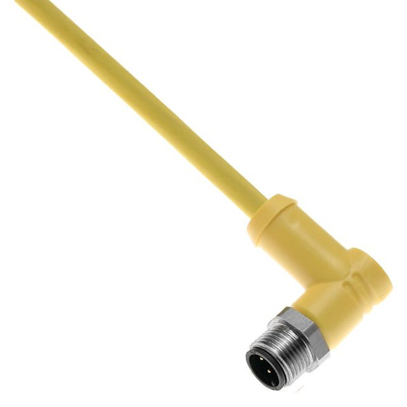 Mencom MDCM-3MP-4M-R-SS MDC, Cordset, Shielded Cable, Not shielded to coupling nut, 3 Pole, Male Right Angle, 4M, 4A, Yellow, PVC, Stainless Steel | American Cable Assemblies