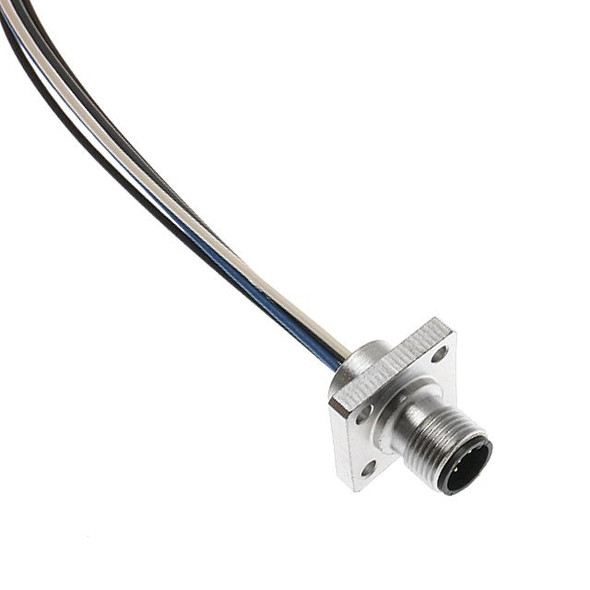 Mencom MDC-3MR-PM-18 MDC, Receptacle, 3 Pole, Male Straight, 1Ft, 18awg, 4A, Panel Mount, Nickel Plated Brass | American Cable Assemblies