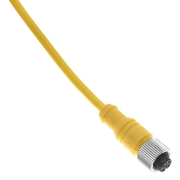 Mencom MDCM-5FSP-5M MDC, Cordset, Shielded to Coupling Nut, 5 Pole, Female Straight, 5M, 4A, Yellow, PVC, Nickel Plated Brass | American Cable Assemblies