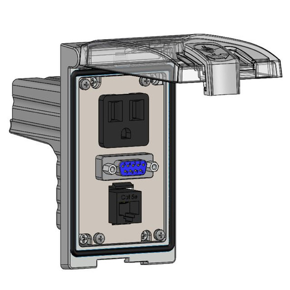 Mencom LP1-DP1-DB9-RJ45 Low Profile Panel Interface Connector with Simplex outlet, DB9, RJ45 in a Single Cover Housing | American Cable Assemblies