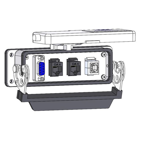 Mencom DB09-2RJ45-USB-BFAF-24 Panel Interface Connector with, 2 RJ45, form B USB to form A USB, in a 24 housing | American Cable Assemblies