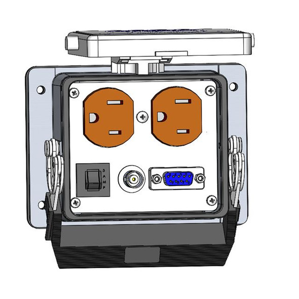 Mencom DP-DDB15-BNC-R-32 Panel Interface Connector with Duplex outlet, DDB15, BNC, and a 3amp reset, in a 32 housing | American Cable Assemblies
