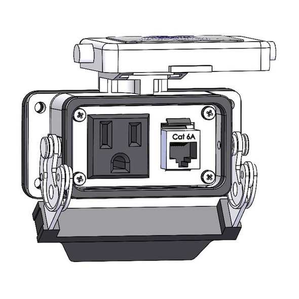 Mencom DP1-RJ45S-10 Panel Interface Connector with Simplex outlet, Shielded RJ45, in a 10LS housing | American Cable Assemblies