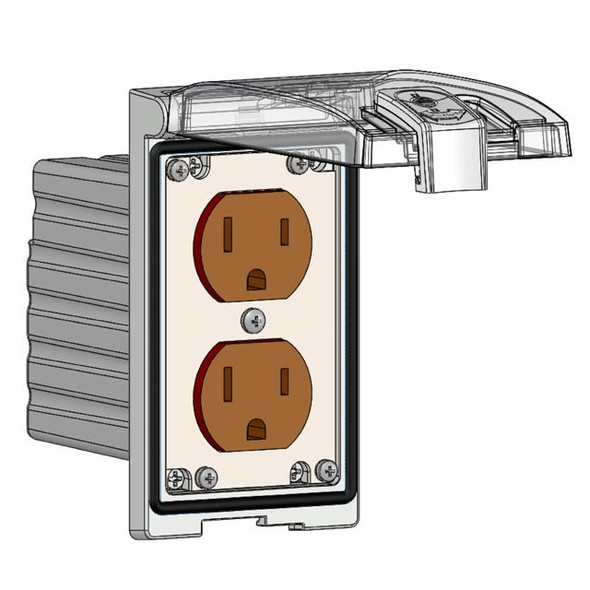 Mencom LP1SS-DP Low Profile Panel Interface Connector with Duplex outlet, in a Single Cover, Stainless Steel Housing | American Cable Assemblies