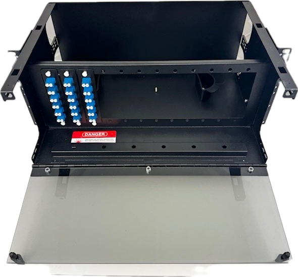 4RU Front View Open with Adapter Plates