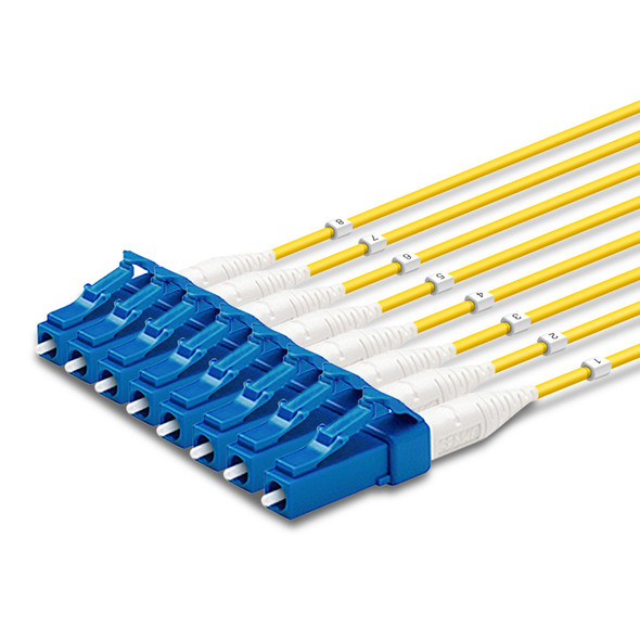 8 LC Simplex connectors, labelled, blue