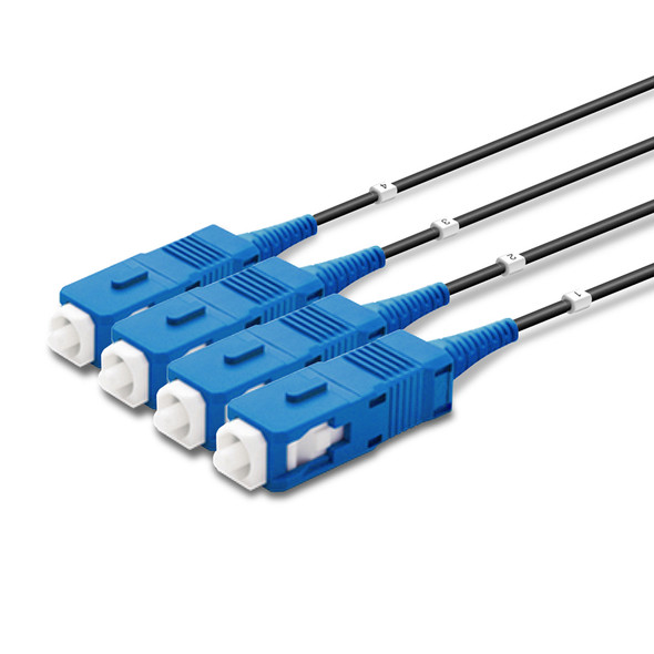 4 SC Simplex connectors, labelled, blue