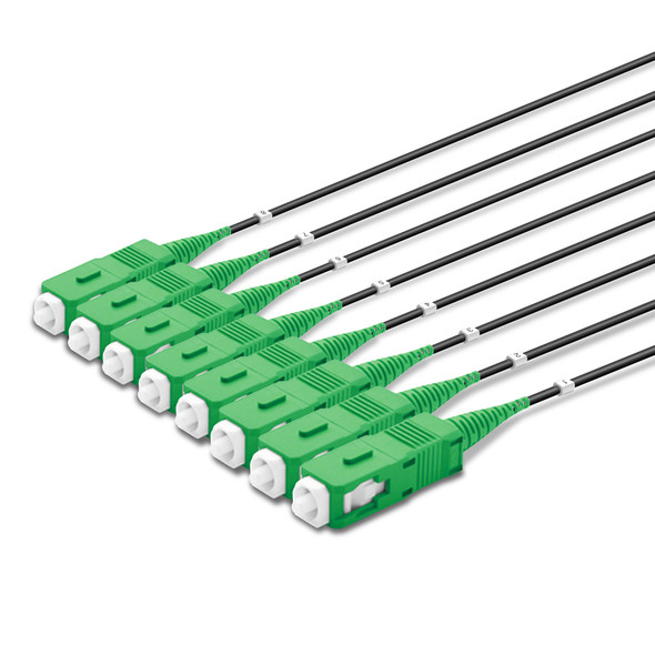 8 SC Simplex connectors, labelled, green